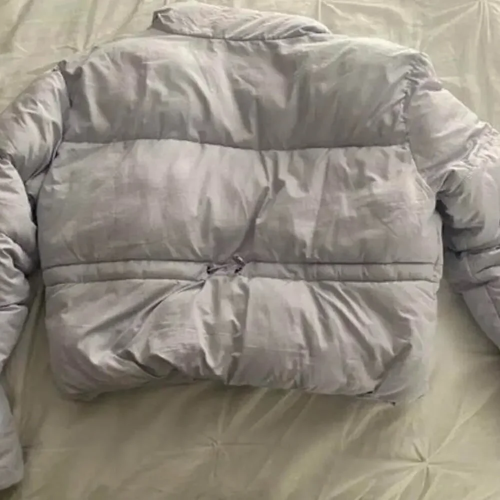 Double Zero Lilac Quilted Puffer Jacket Coat Women Size Medium Cropped High Neck